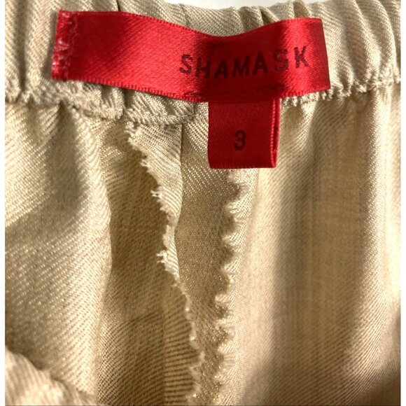 $$$ Sz 3 Shamask Beige   Wool Silk Taper Leg Pants - Picture 2 of 4
